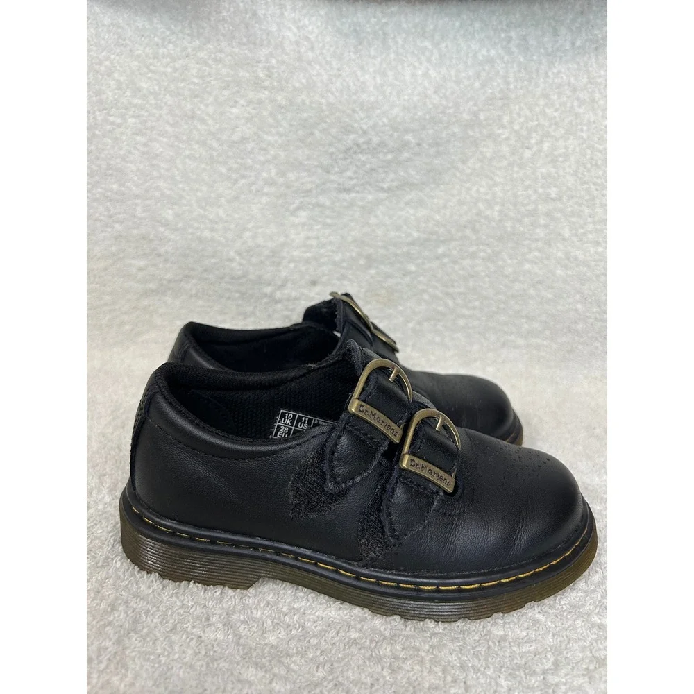 Dr. Martens kids Mary Jane Black Leather Double Strap Shoes Size 11 US